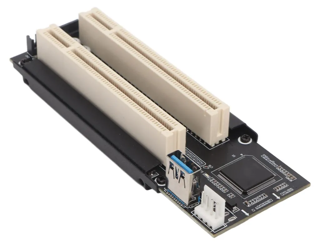 Carte d'extension PCI-E vers double PCI Plug-and-Play avec LED bleue - 4