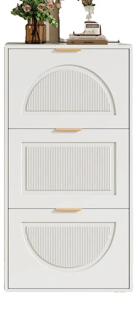 Meuble à chaussures vertical blanc style A avec 6 niches de rangement
