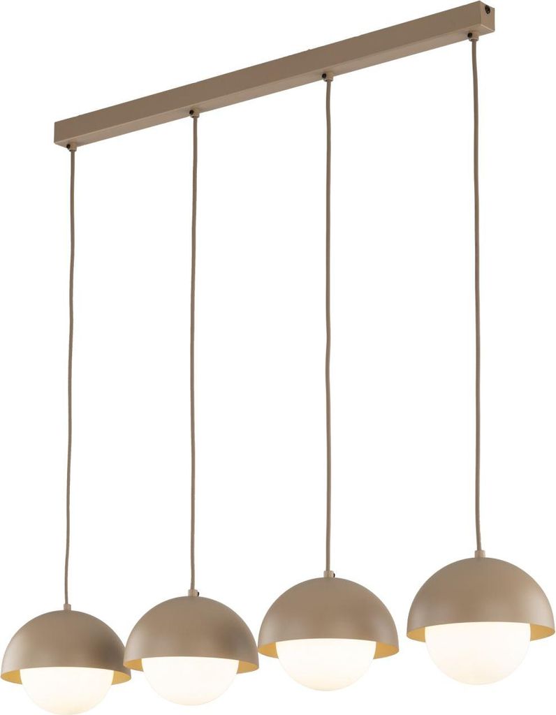 Pendelleuchte Metall Glas H: max. 120 cm Beige Weiß G9 4-flammig länglich Modern Hängelampe