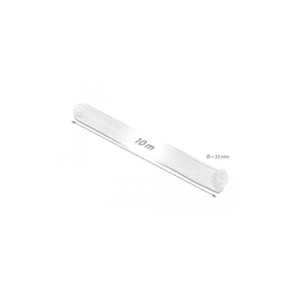 Gaine tressée anti-nœuds Delock à fermeture scratch blanche 10m x 32mm