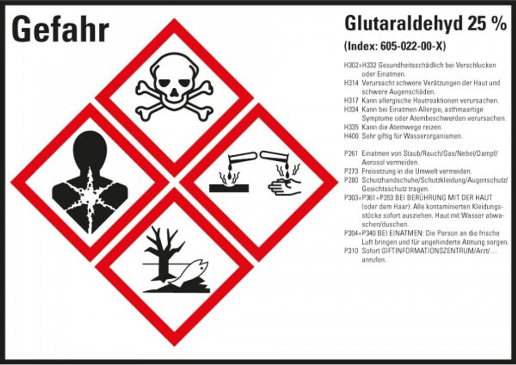Dreifke® Aufkleber I GHS-Etikett Glutaraldehyd 25%, Produktbild 