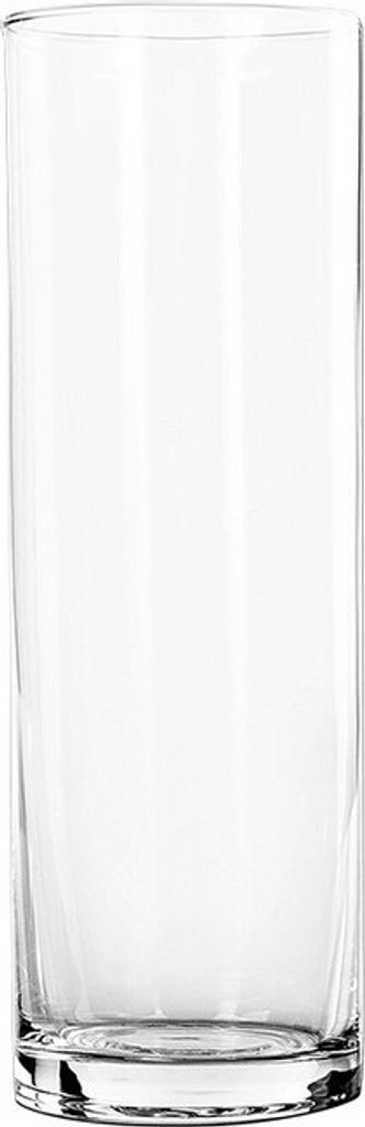 A clear glass tumbler is shown against a white background.