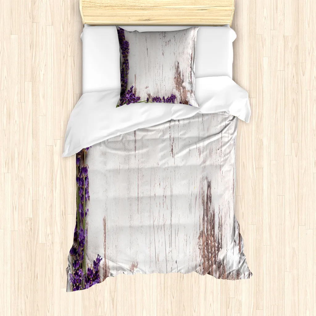 Housse de Couette Anti-Acariens Rustique Bois pour Lit Simple 135x200