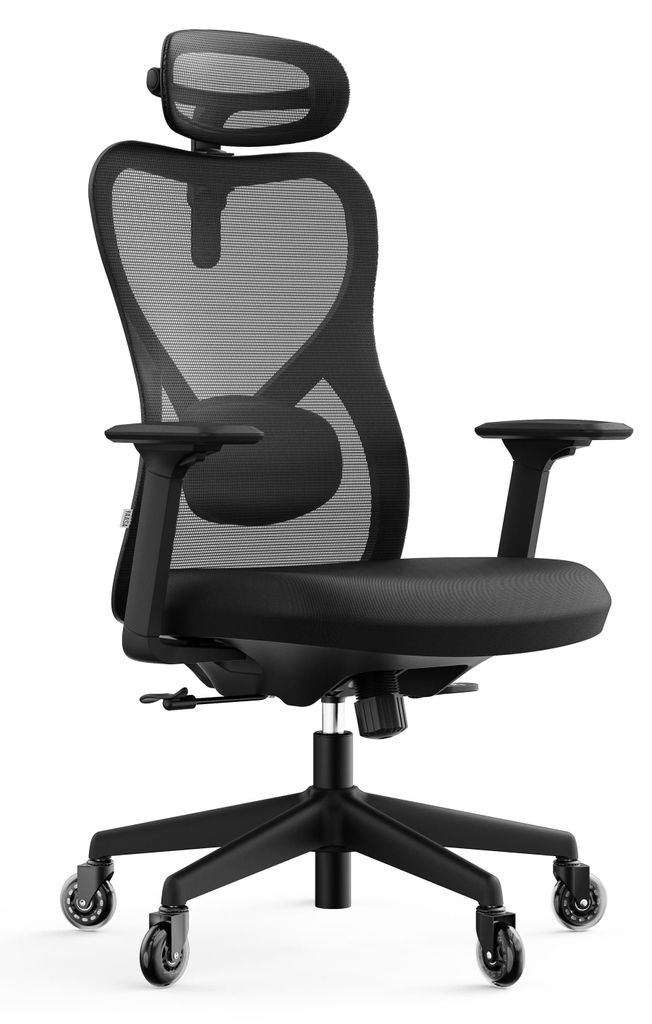 Bürostuhl Chair Plus, atmungsaktive Rückenlehne, Flüsterrollen, 150 kg, 1,34 m hoch