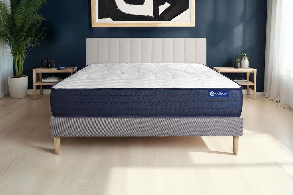 Actilatex life matratze 140x200cm + Bettgestell mit lattenrost - Dicke : 22cm - Latex und Memory-schaum - H5