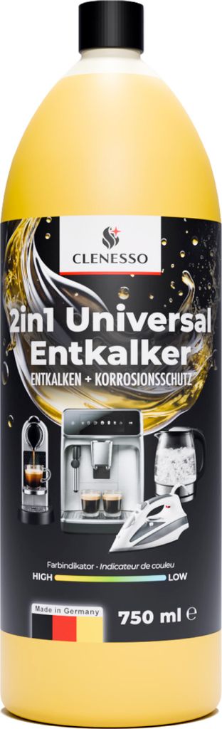 CLENESSO 2in1 Flüssig Entkalker (750ml) – Kaffeemaschinen Entkalker kompatibel mit Delonghi, Philips, Melitta, Saeco uvm.