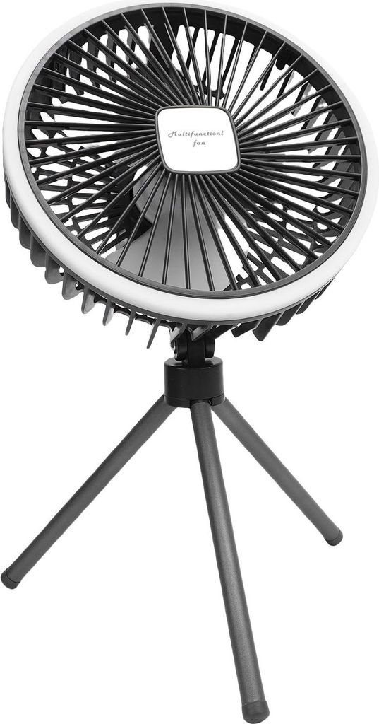Camping-Ventilator mit Stativ und Licht USB wiederaufladbare batteriebetriebene tragbare Camping Kühlung Fan für Haus Outdoor-Zelt