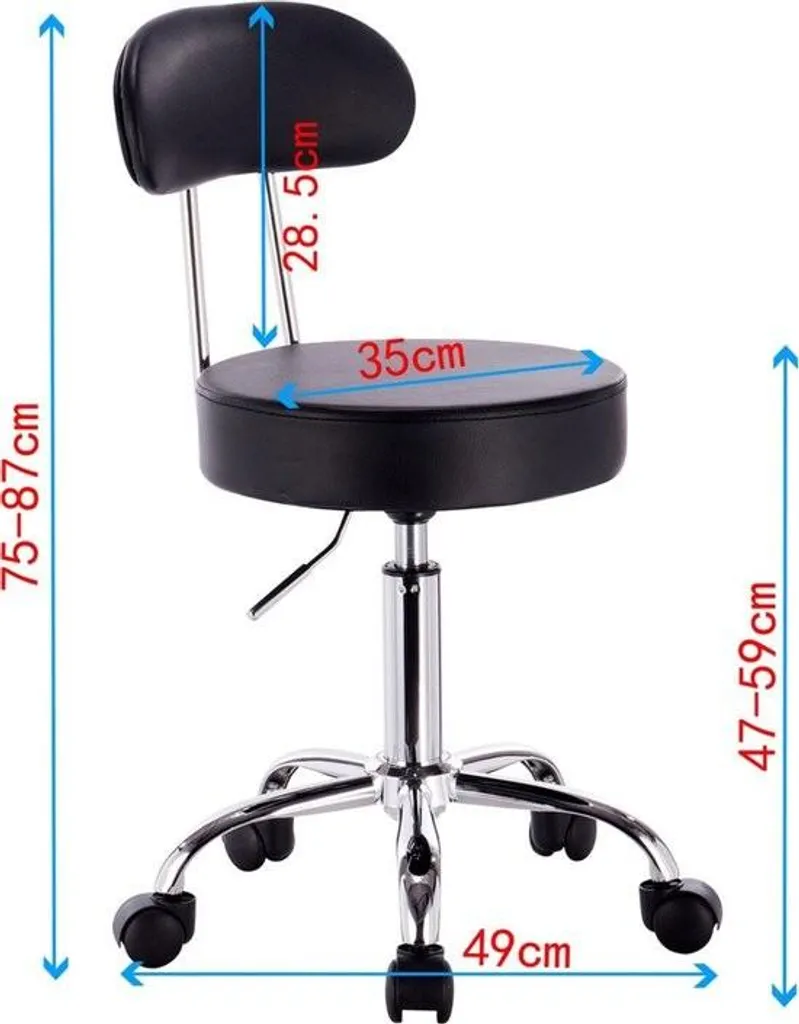Tabouret ergonomique blanc réglable cuir robuste avec dossier confort - 4
