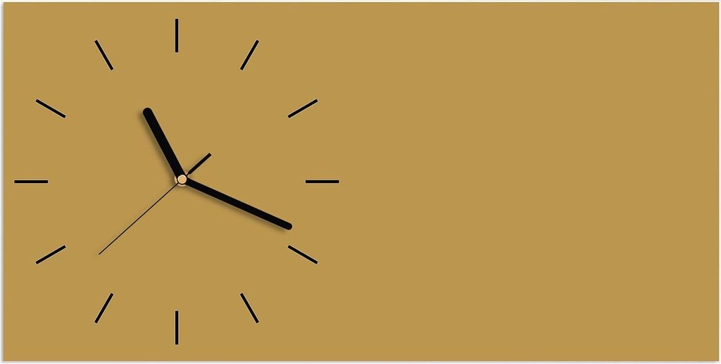 Wanduhr aus Glas mit Motiv Khakibrauner Hintergrund- 60 x 30 cm - inkl. Aufhängesystem