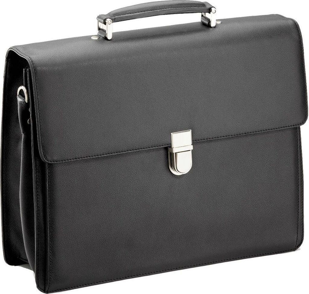 Aktentasche-Arbeitstasche-Umhängetasche Leder-Tasche-Schwarz 40 x32x13cm–Bowatex