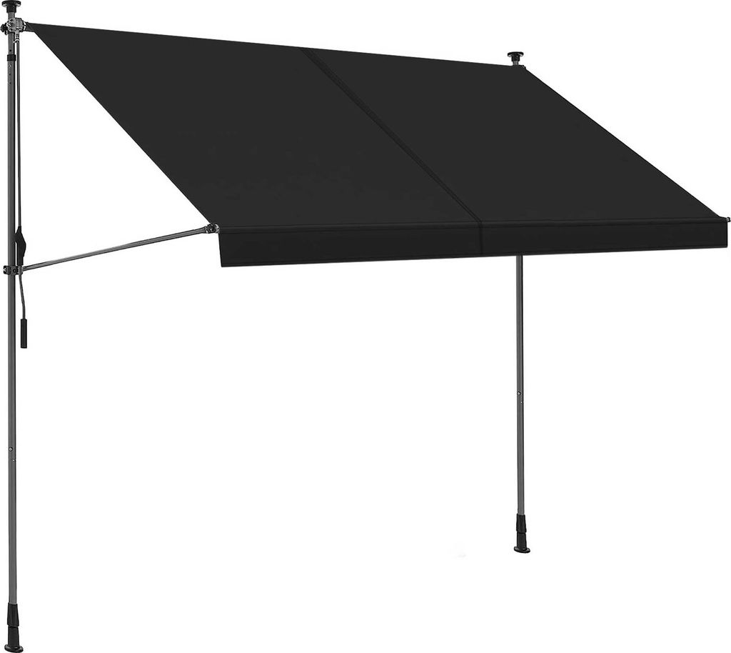 osoltus Balkon Klemmmarkise 300 x 130 cm Balkonmarkise Sonnenschutz Dunkelgrau