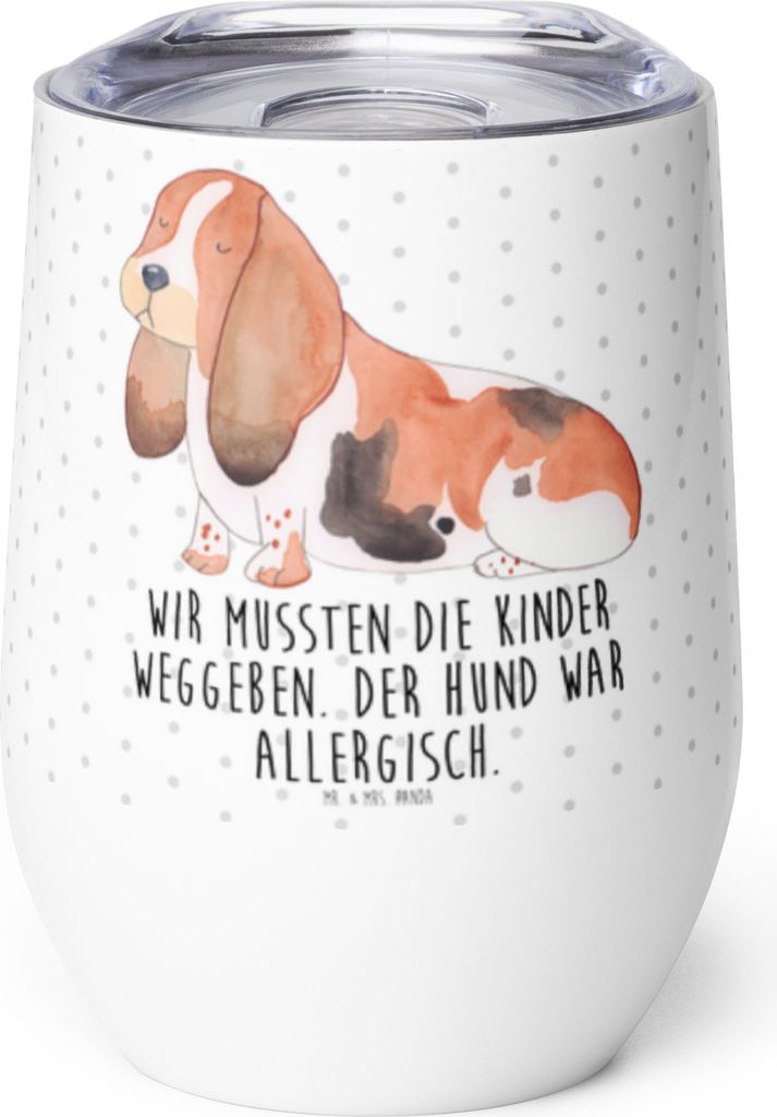 Mr. & Mrs. Panda Thermo Becher Hund Basset Hound - Weiß - Geschenk, Thermobecher, kaffee tasse, edelstahl isolierbecher, Süß, Edelstahlbecher, S...