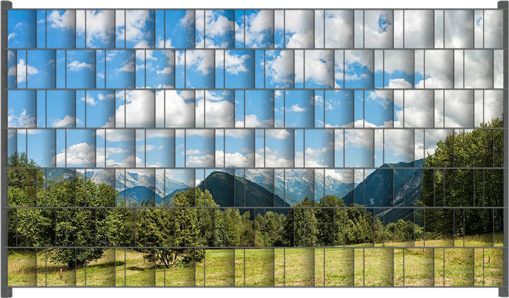 Wallario Zaunsichtschutz mit Motiv Bergwiese in den Alpen Produktbild 