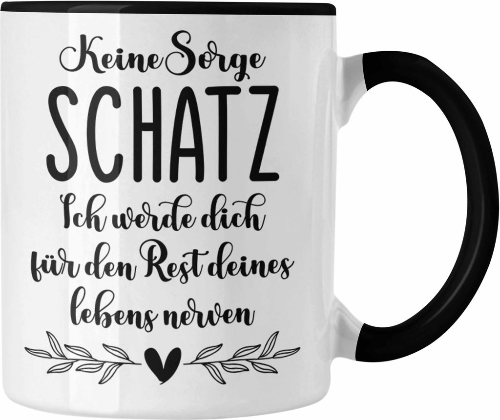 Trendation - Tasse für Freundin Partner Geschenk Liebe Schatz Ich Liebe Dich Valentinstag Valentinstagsgeschenk (Schwarz)
