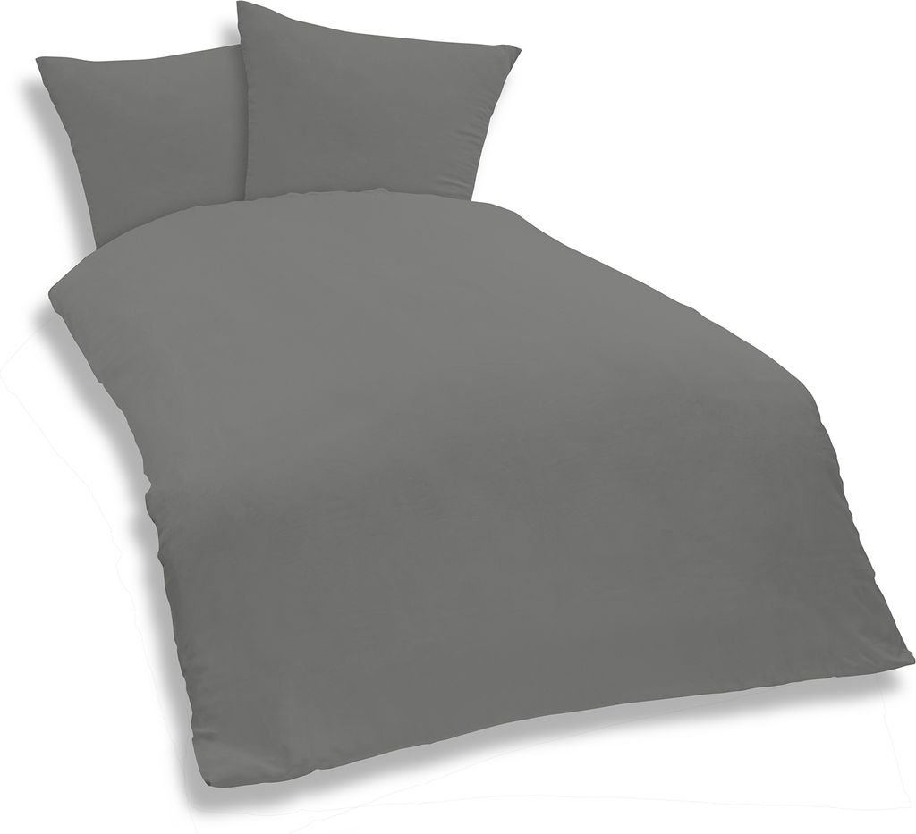 3 teilige Uni Bettwäsche 200 x 200 cm grau Einfarbig Mikrofaser Garnitur