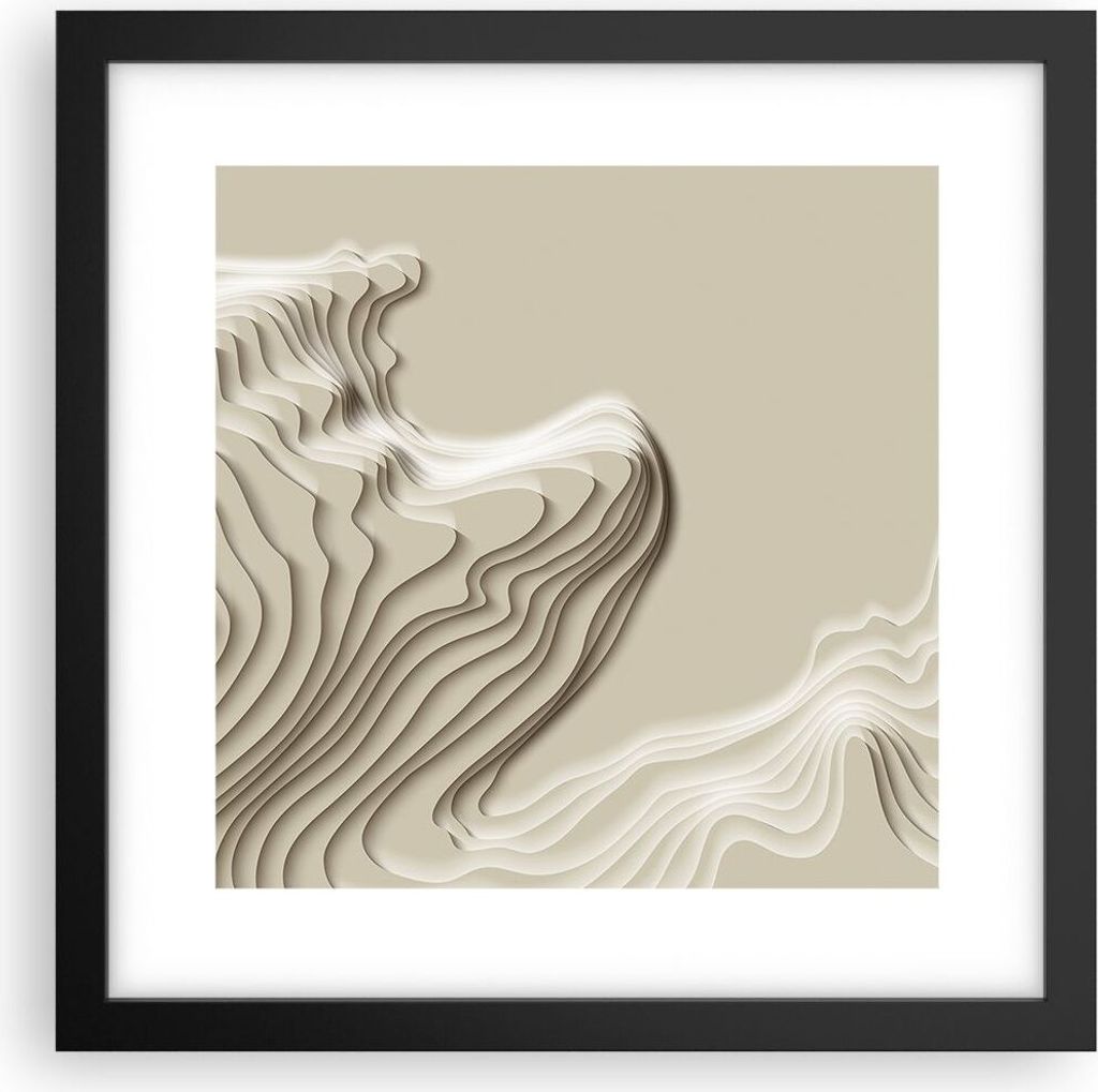 Gerahmtes Poster - Schwarzer Rahmen - Dreidimensional cremig strukturell - 30x30 cm - Wand Bild - Wanddeko - Wandbilder - Kunstposter - Wandposter ...