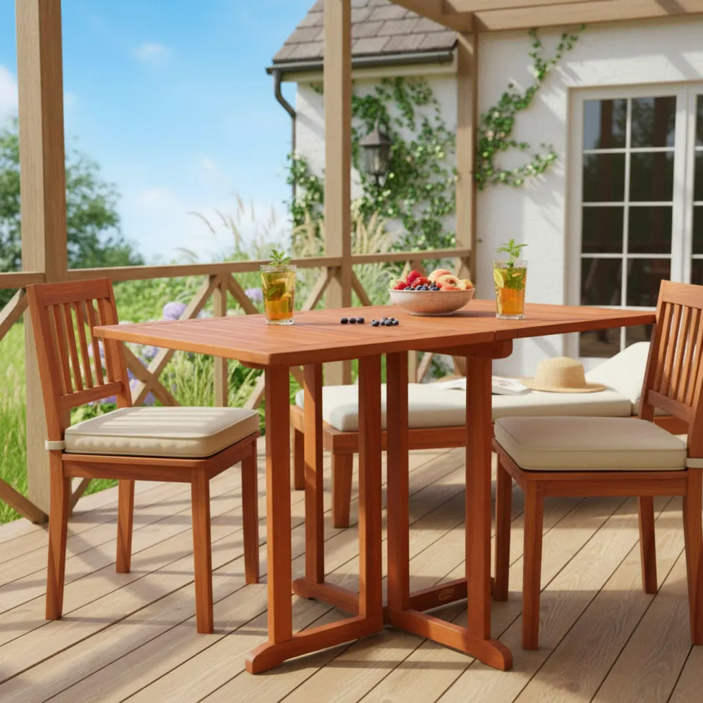 Table de balcon pliable Baltimore en eucalyptus résistant aux intempéries - 6