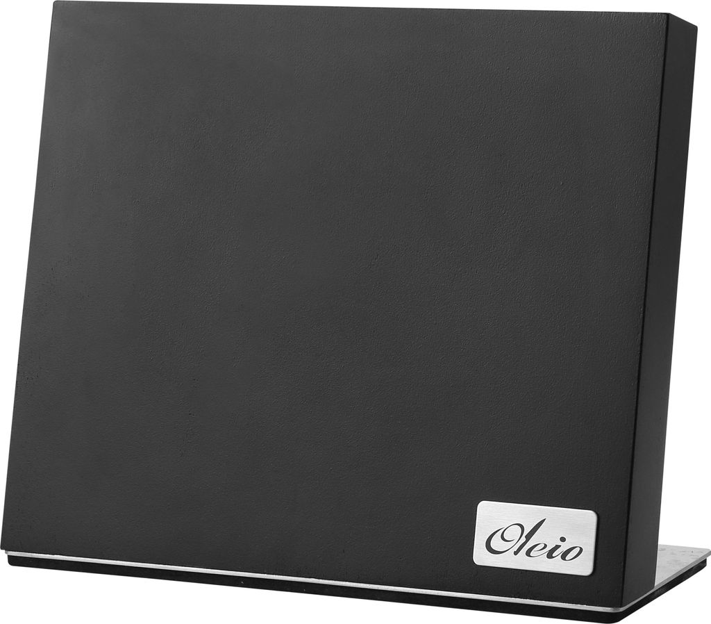 Oleio Magnetischer Messerhalter aus Akazienholz - Hochwertiger Messerblock mit starkem Magnet, Edelstahl Standfuß - Messerhalter ohne Messer (Schw...