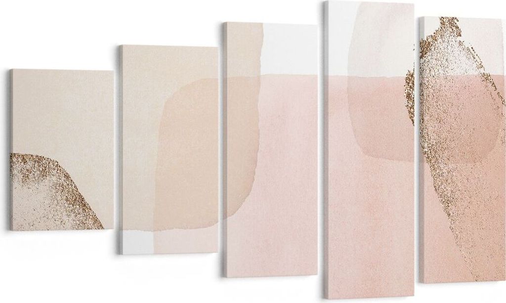 Bild auf Leinwand - Leinwandbild - 5 Teile - Abstraktion Modern Pastell - 100x60cm - Wand Bild - Wanddeko - Wandbilder - Leinwanddruck - Bilder - W...