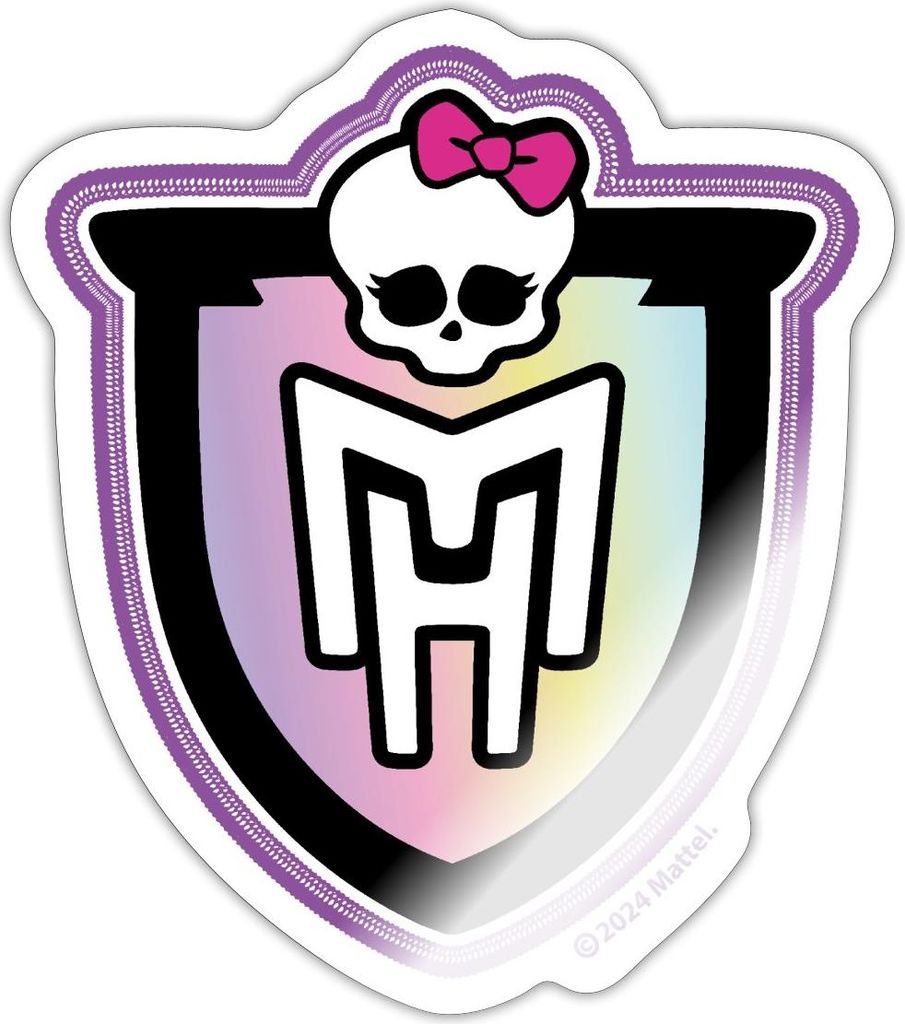 Spreadshirt Monster High Logo Mit Totenkopf Sticker Aufkleber, 10 x 10 cm, Weiß glänzend