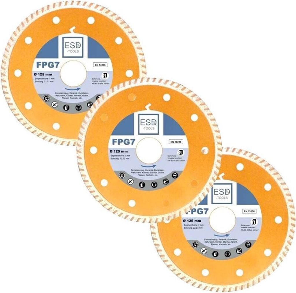 3x Diamanttrennscheibe FPG7 Fliese Premium - Ø 125 mm