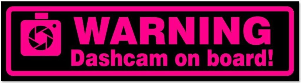 Kiwistar - Autoaufkleber - Pink - Schwarz - 20 x 5,3 cm - Dashcam on Board Warning - Hinweis Aufkleber Sticker für Auto, Kfz, Fahrrad, PKW, LKW