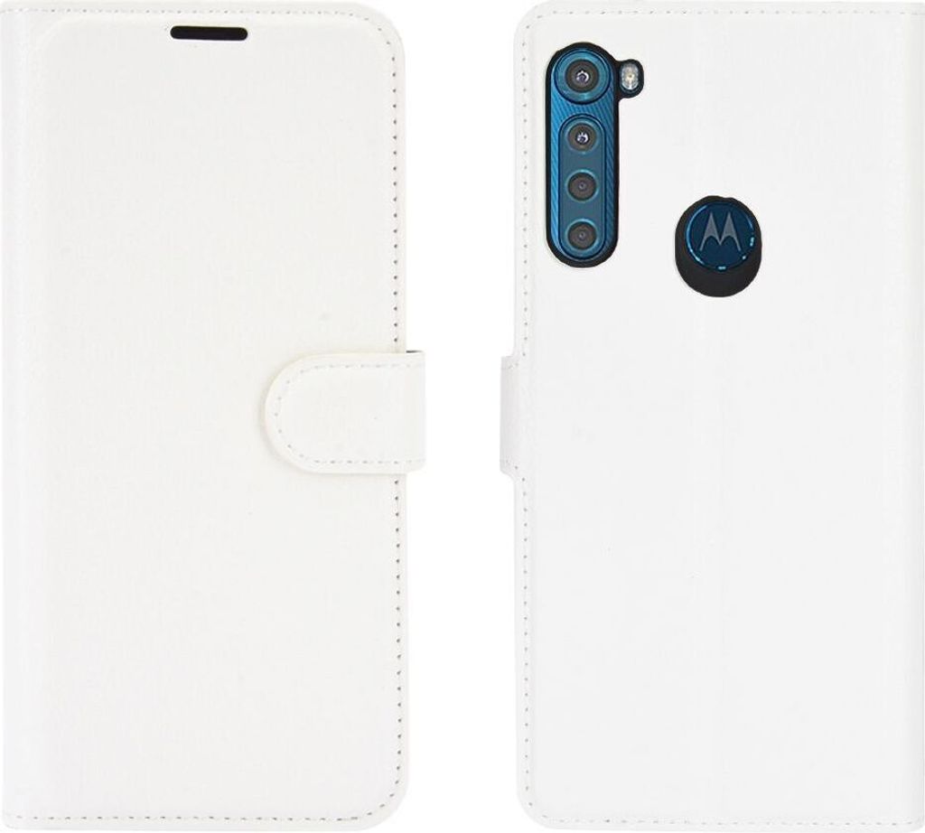 Mobigear Classic Motorola One Fusion Plus Hülle Klapphülle Geldbörse - Weiß