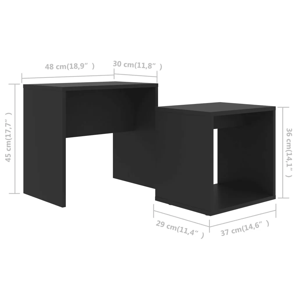 Set de 2 tables basses noires en bois composite robuste et compact - 6