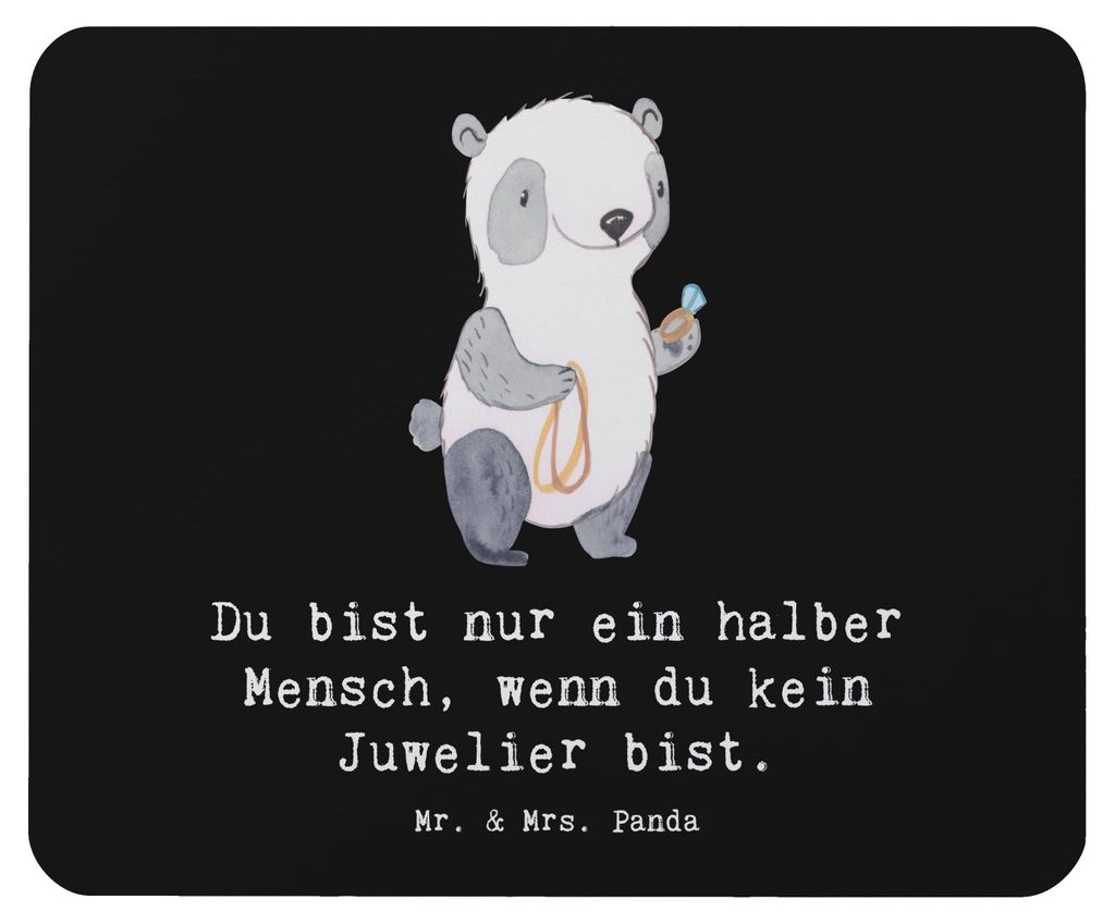 Mr. & Mrs. Panda Mauspad Juwelier Herz - Schwarz - Geschenk, Spruch, mausteppich, Goldschmied, laptop, Mouse Pad, Mousepad, Lustig, Schmuckgeschäf...