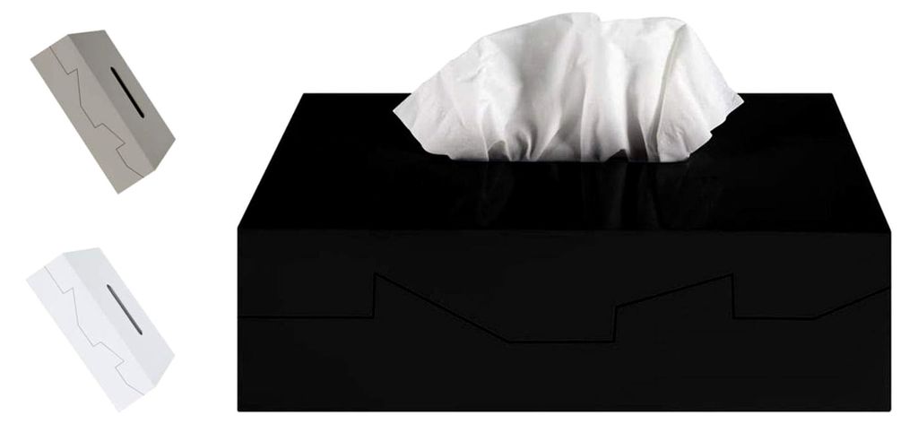 Kosmetiktücherbox - Box für Kosmetiktücher - Halter für Taschentücher - Tücherbox aus ABS 24,8 x 12,8 x 8 cm Schwarz