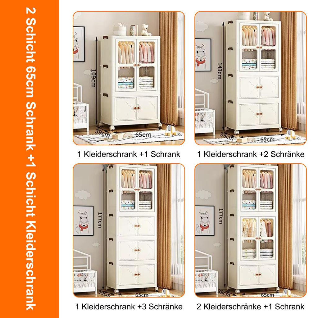 SevenComfort Kleiderschrank 143 x 65 x 39cm Faltbarer