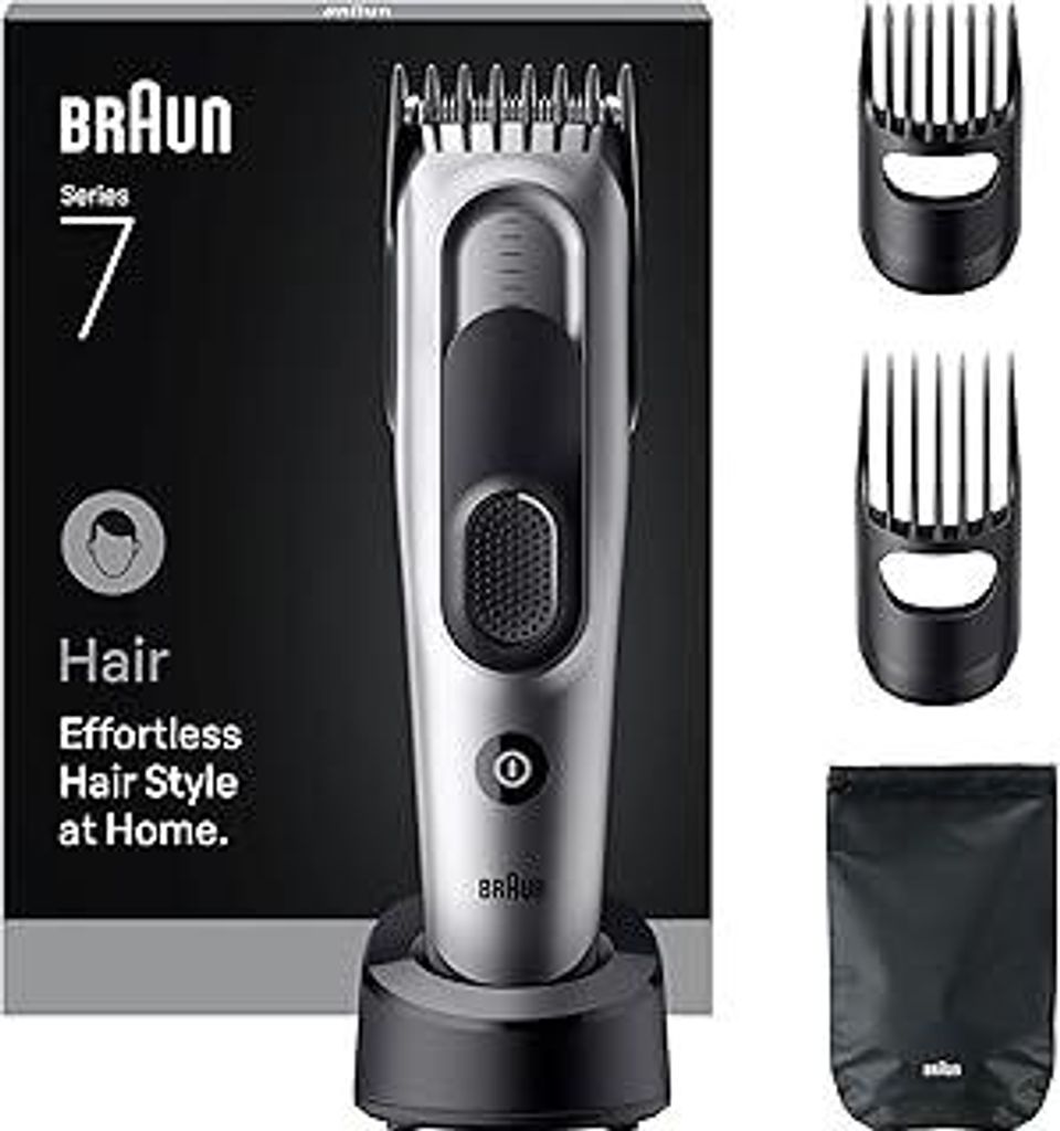 Braun Haarschneider Series 7, Haarschneidemaschine und Rasierapparat für Herren, Haartrimmer mit Ultrascharfer Klingen, 17 Längen, 5 Zubehörteil...