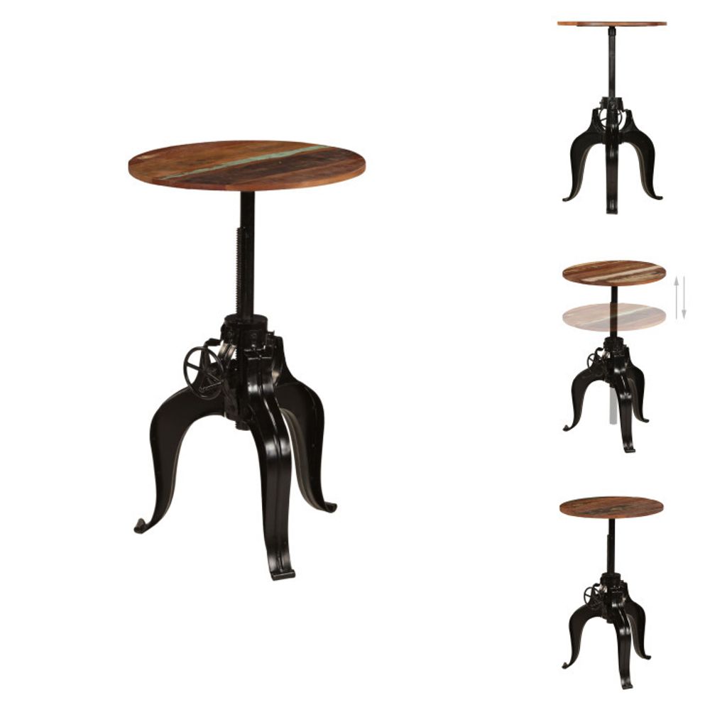 vidaXL Bartisch Massivholz Altholz 60x(76-110) cm - Esstische