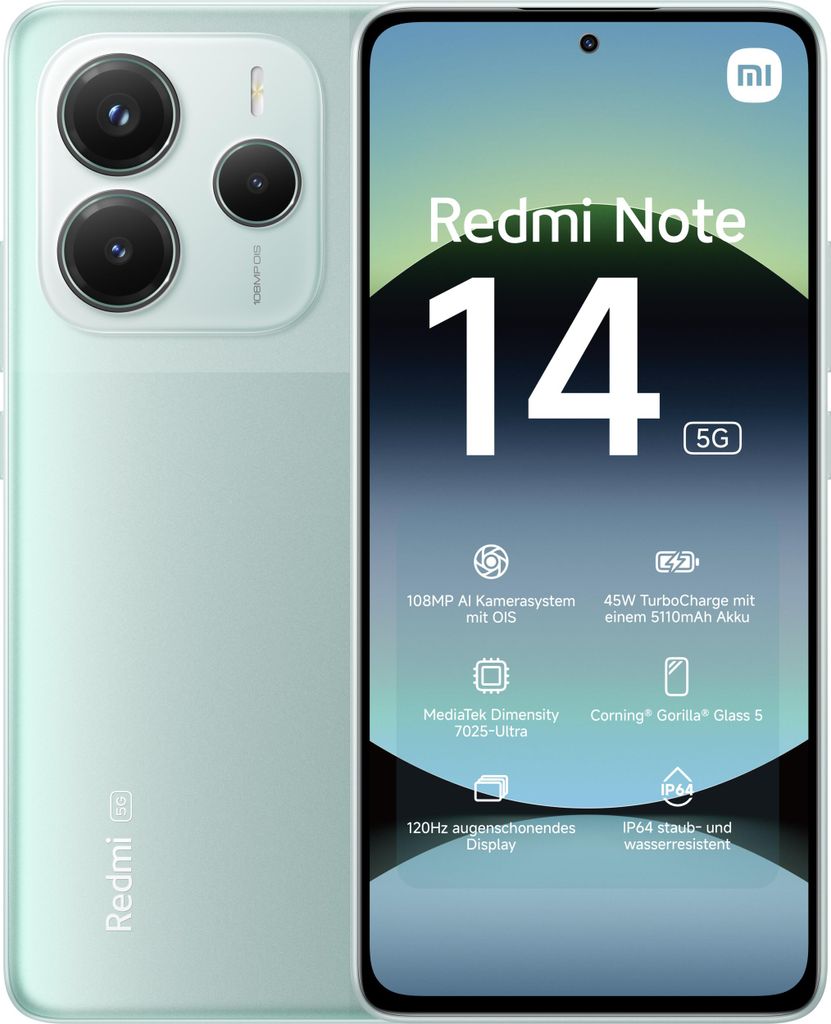 Xiaomi Redmi Note 14 5G Korallengrün 6 Gigabyte 128 Produktbild 