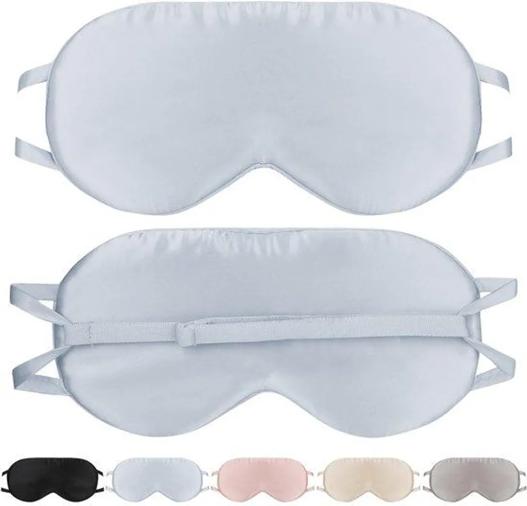 Masque de sommeil en soie 19 momme bleu clair avec élastique réglable