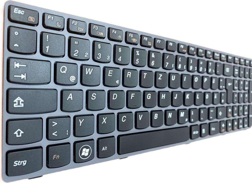 Tastatur - Farbe: Schwarz - mit Grau Rahmen Deutsches Tastaturlayout kompatibel für Lenovo Ideapad V585, V585A