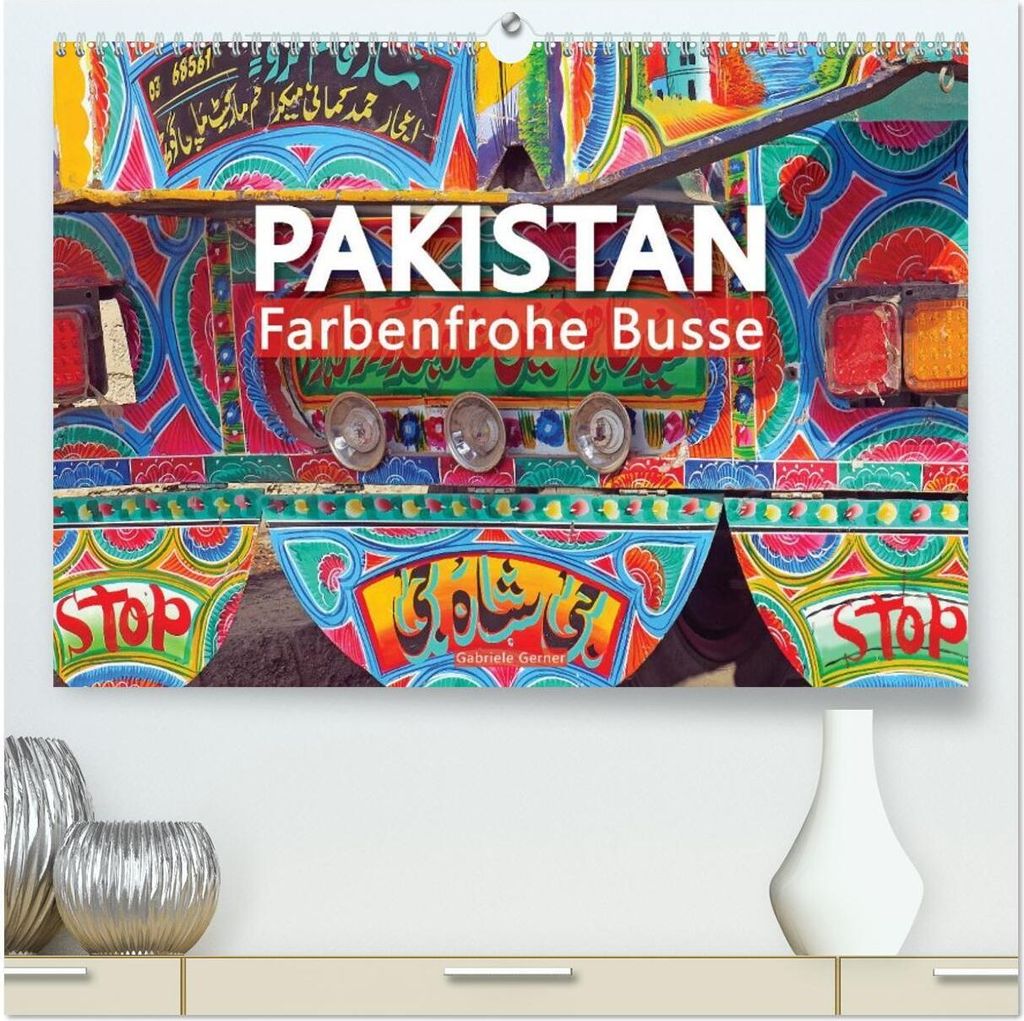 Pakistan farbenfrohe Busse (hochwertiger Premium Wandkalender 2026 DIN A2 quer), Kunstdruck in Hochglanz