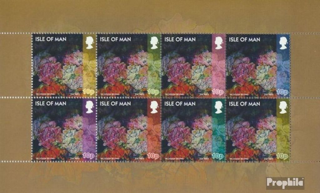 Briefmarken GB - Isle of Man 2009 Mi 1519-1526 Kleinbogen (kompl.Ausg.) postfrisch Pfingstrosenfest