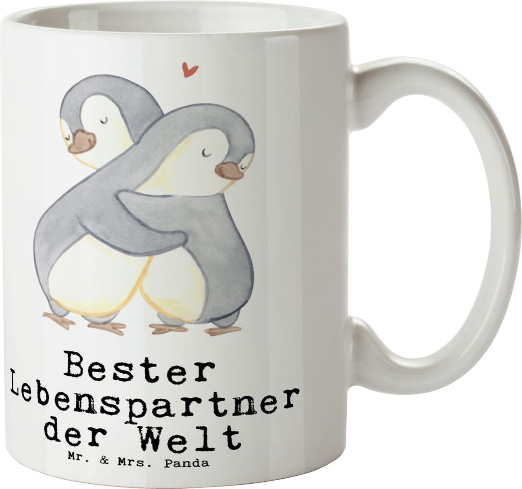 Mr. & Mrs. Panda Tasse Pinguin Bester Lebenspartner der Welt - Weiß - Geschenk, Kaffeetasse, Trinkbecher, Geschenktasse, Freund, Partner, Ehemann,...