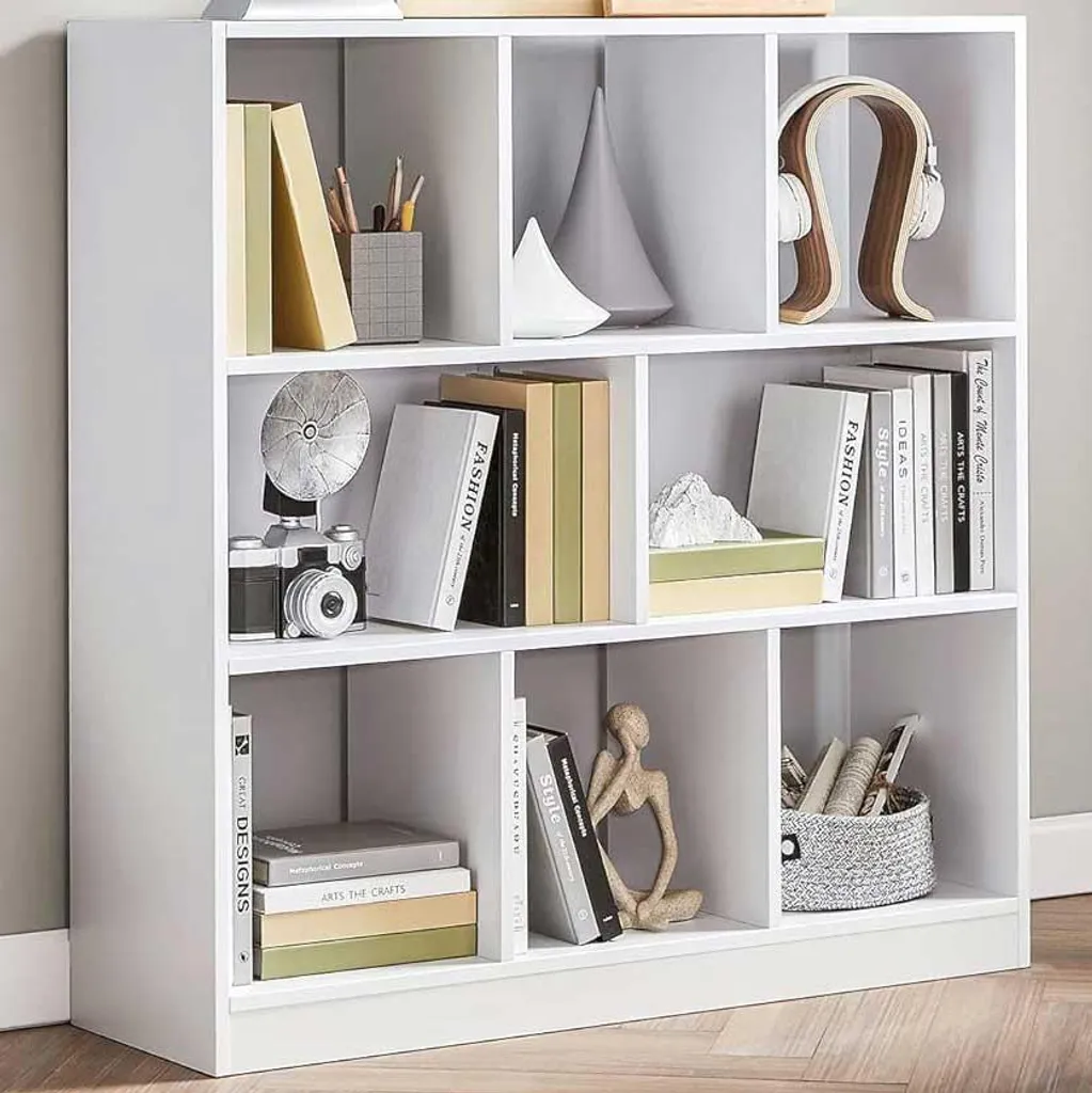 Bibliothèque blanche bois 97.5x30x100cm pour optimiser petits espaces