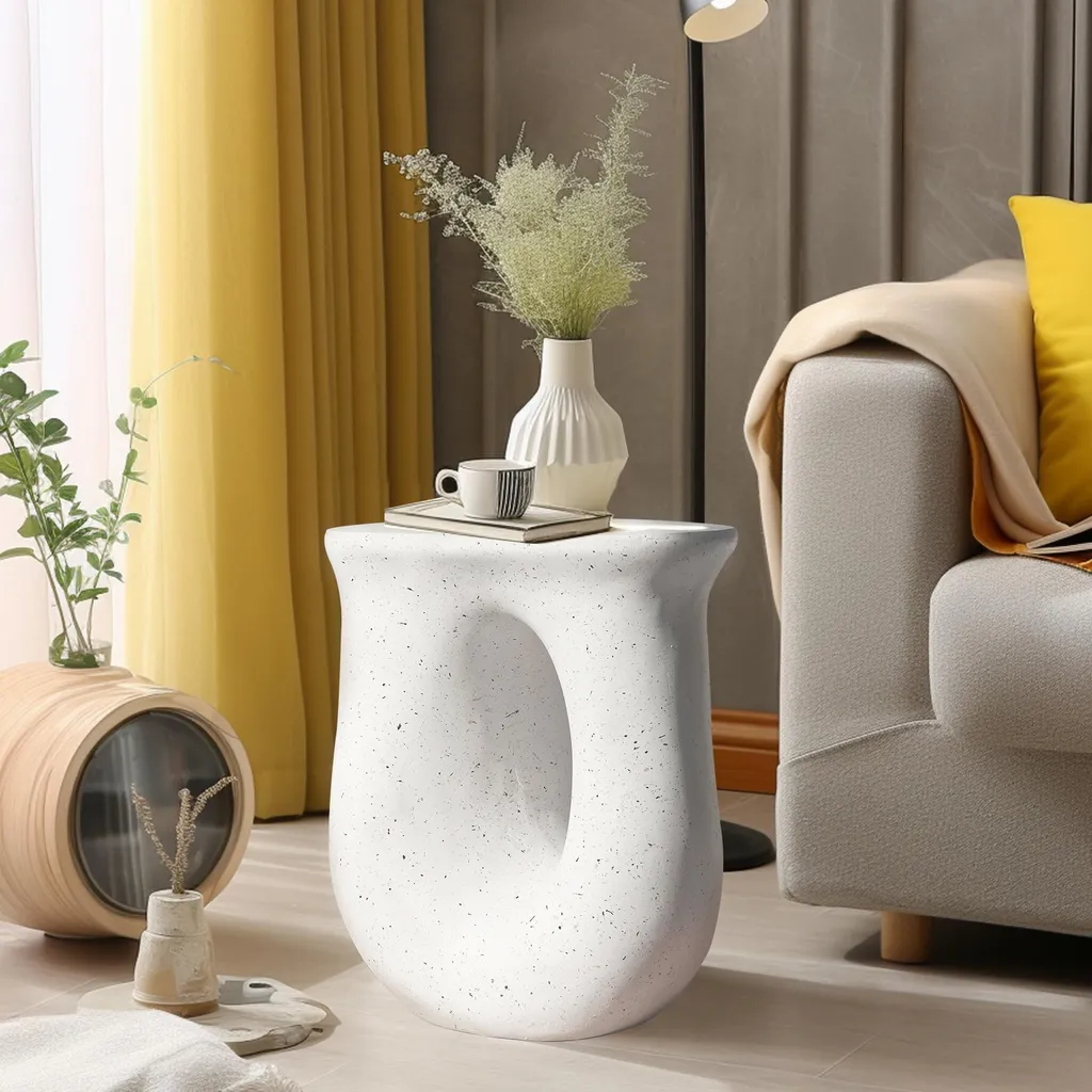 Table d'appoint FATIVO blanche 42,5x33x45cm - Table de salon moderne