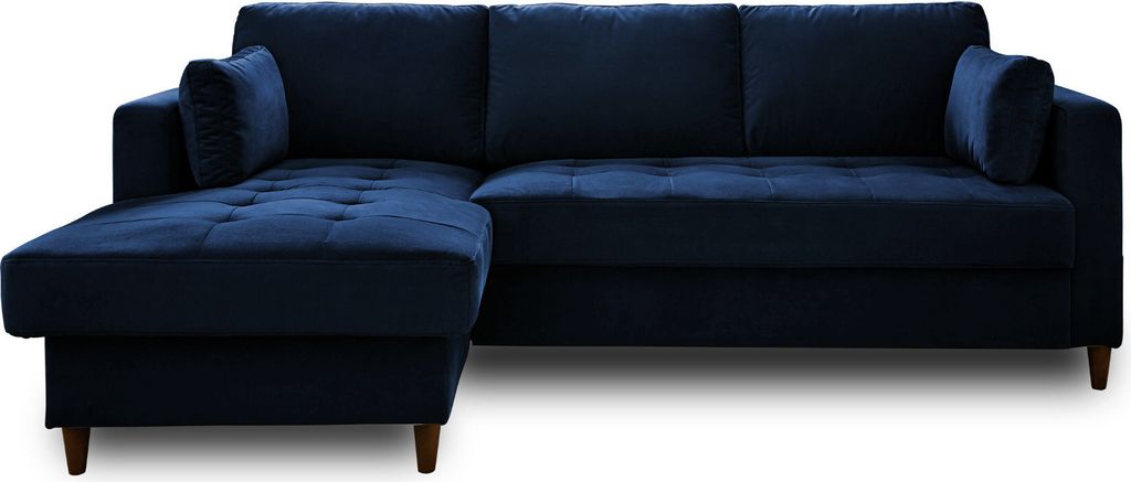 Lisa Design ANNA, Ecksofa mit Schlaffunktion– mit Bettkasten, 4-Sitzer, zeitgenössischer Stil, links , Nachtblau