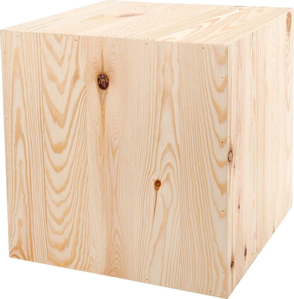 Pflanzenständer Holz 40x40x40 cm – DIY Blumenständer zum Lackieren in Wunschfarbe, Vintage Holzdeko, Blumenhocker, Holzblock-Optik Säule, Deko...