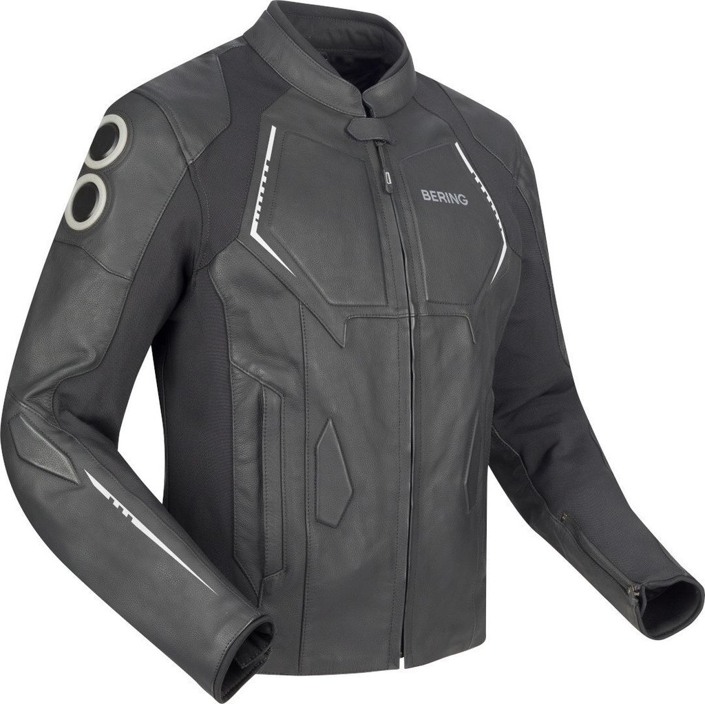 Bering Radial Motorrad Leder-/Textiljacke, schwarz/weiß, XL