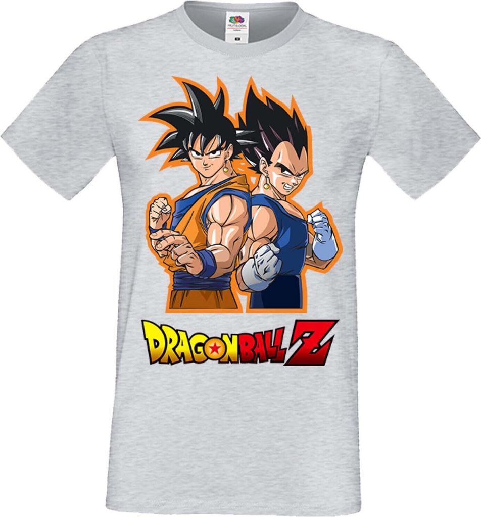Herren T-Shirt Anime Manga Dragon Anime Manga Ball Z 01 Goku Vegeta, Man XL / Grau