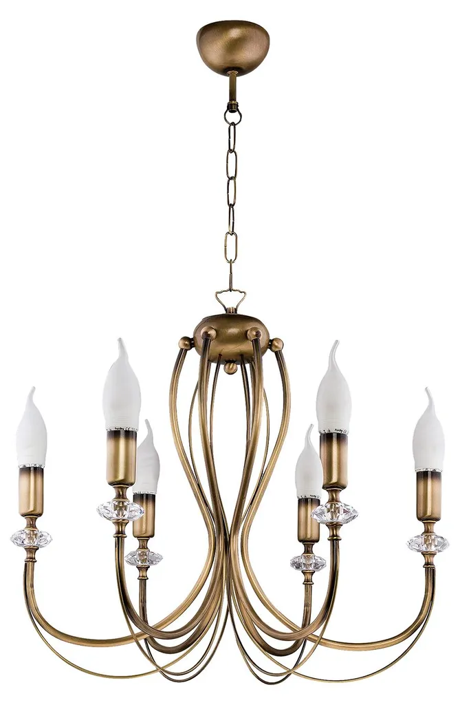 Lustre Melody Jupiter 6xE14 : Éclairage Puissant pour Pièces Sombres en Or