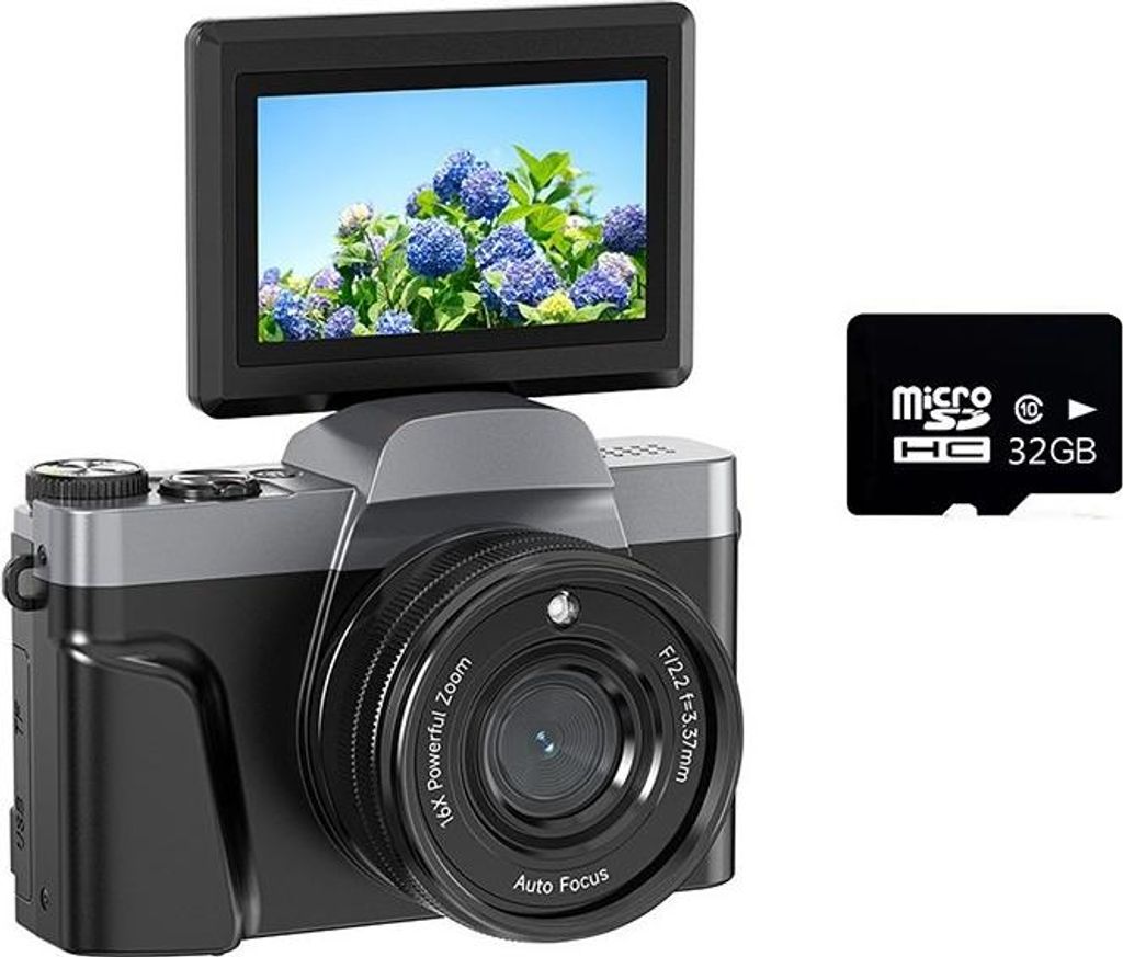 INF HD Digitalkamera mit Klappbildschirm & 32GB Karte - Ideal für Zuhause