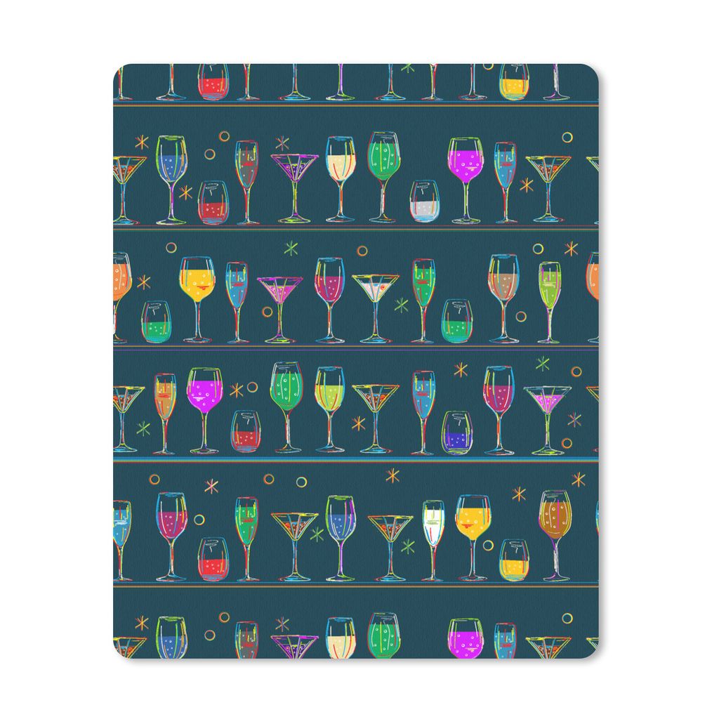 MuchoWow Mauspad Mousepad Cocktails - Bar - Neon - Design 30x40 cm - Mousepads - Maus Mat - Pad - Mausunterlage - Mausmatten