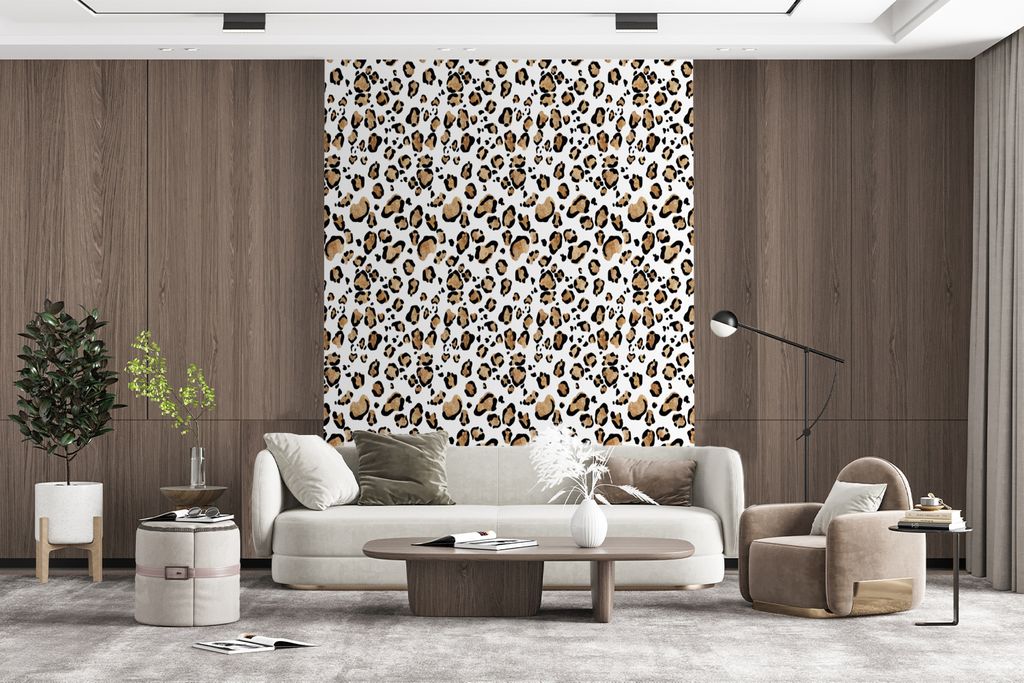 MuchoWow Fototapete für Wohnzimmer oder Schlafzimmer Wandtapete Vinyl Motivtapete Pantherdruck - Braun - Muster - 175x240 cm - Schlafzimmertapete