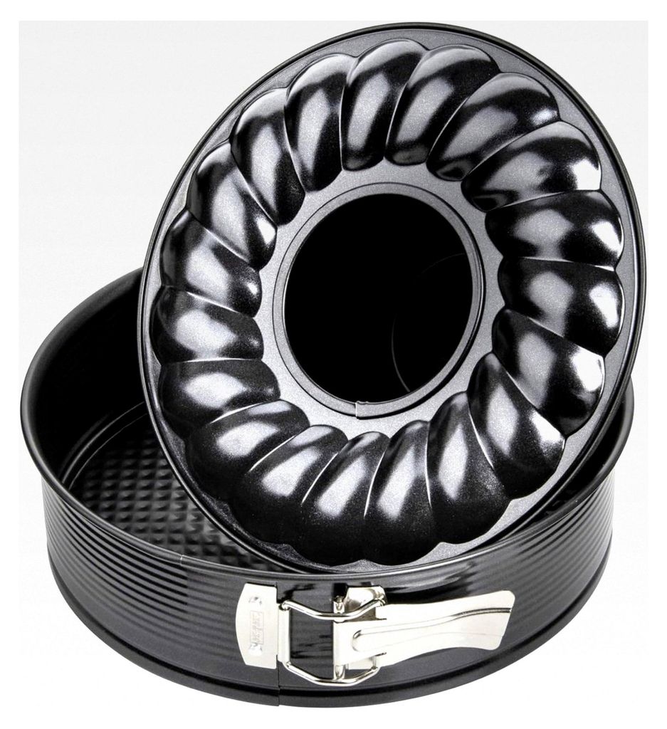 Springform mit Flach- und Rohrboden Ø 24 cm, Kuchenformen-Set mit 2 Böden, Antihaftbeschichtung, einfaches Entformen, Menge: 1 Stück